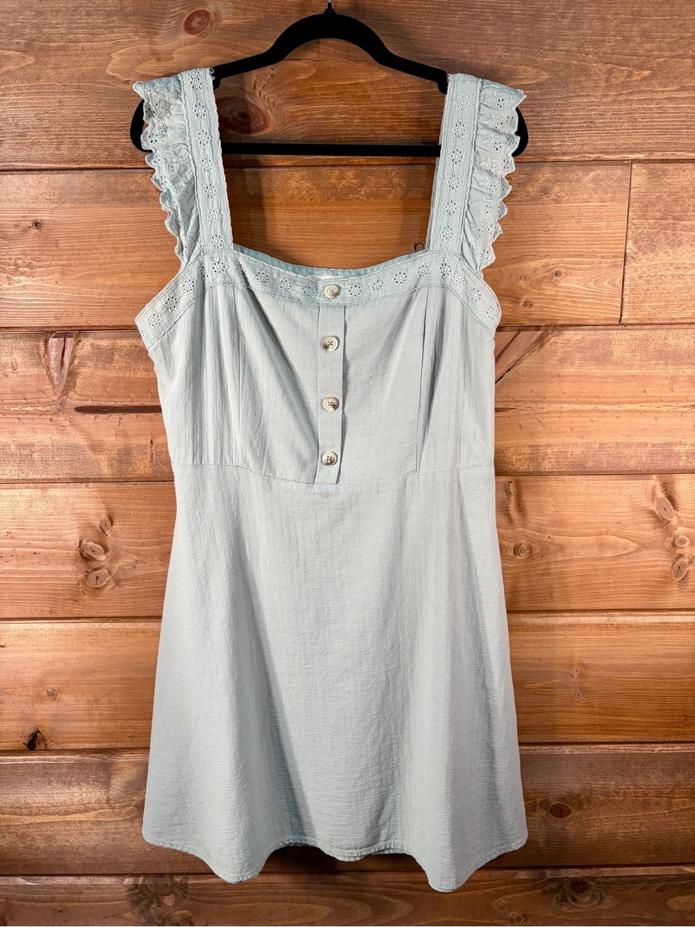 Anthropologie Light Blue Mini Dress with Lace Straps